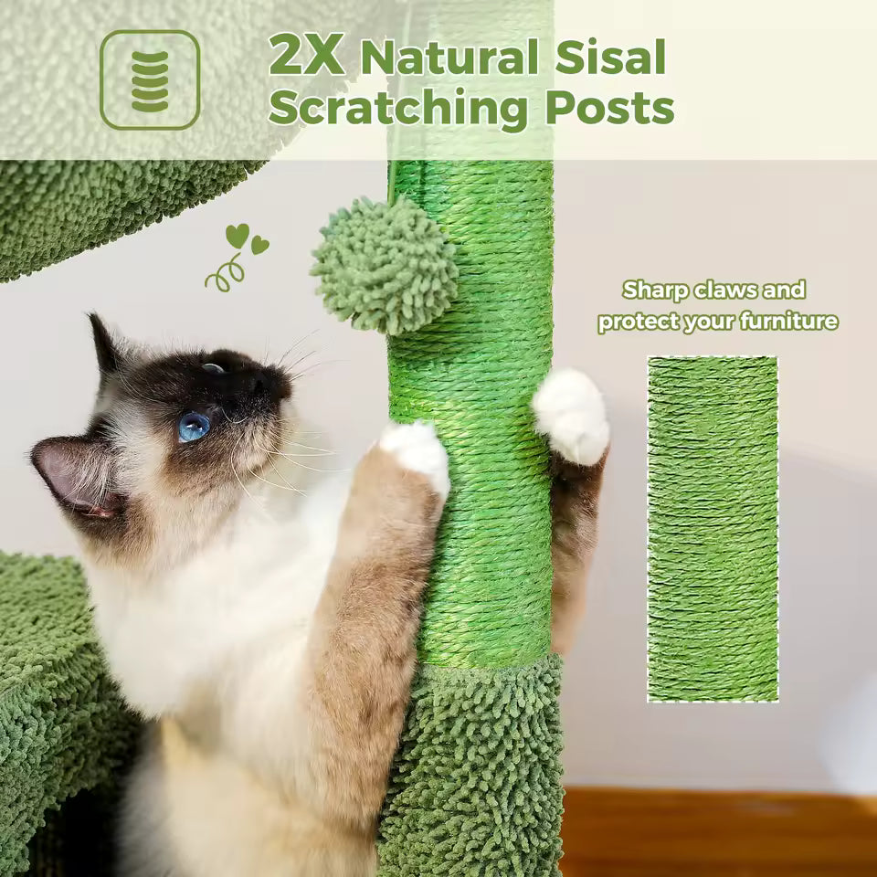 Cactus Cat Tower with Scratcher