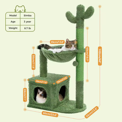 Cactus Cat Tower with Scratcher